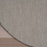 Nourison Courtyard Indoor/Outdoor Ivory/Charcoal 6' x Round Area Rug, Easy Cleaning, Non Shedding, Bed Room, Living Room, Dining Room, Backyard, Deck, Patio (6 Round)
