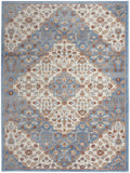 Nourison Elation Floral Ivory Blue 2'3" x 7'6" Area -Rug, Easy -Cleaning, Non Shedding, Bed Room, Living Room, Dining Room, Kitchen (2x7)