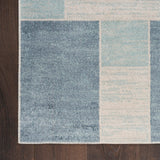Nourison Astra Machine Washable Mid-Century Modern Blue Ivory 2'2" x 4' Area -Rug, Easy -Cleaning, Non Shedding, Bed Room, Living Room, Dining Room, Kitchen (2x4)