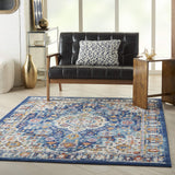 Nourison Passion Moroccan Blue/Multicolor 3'9" x 5'9" Area -Rug, Easy -Cleaning, Non Shedding, Bed Room, Living Room, Dining Room, Kitchen (4x6)