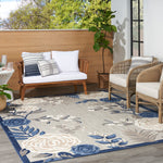 Nourison Aloha 5' x 8' Blue Gray Fabric Contemporary Area Rug (5' x 8')