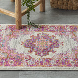 Nourison Passion Ivory/Fuchsia 22" x 34" Area Rug, Boho, Traditional, Easy Clean, Non Shedding, Bed Room, Living Room, Hallway, (2' x 3')