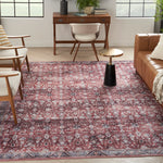 Nourison Brilliance Machine Washable Traditional Vintage Brick/Ivory 5'3" x 7'3" Area -Rug, Easy -Cleaning, Non Shedding, Bed Room, Living Room, Dining Room, Kitchen (5x7)