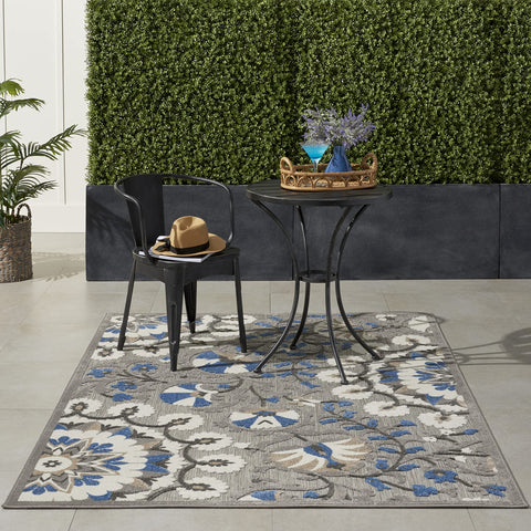 Nourison Aloha Indoor/Outdoor Floral Grey/Multi 3'6" x 5'6" Area Rug (4' x 6'), 3'6"X5'6",