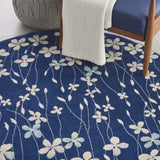 Nourison TRA04 Tranquil Bohemian Floral Navy Area Rug 5'XROUND, 5'3" x Round