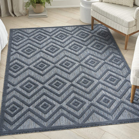 Nourison Versatile Indoor/Outdoor Navy Blue 5' x 7' Area Rug, Easy Cleaning, Non Shedding, Bed Room, Living Room, Dining Room, Deck, Backyard, Patio, High Traffic Area (5x7)