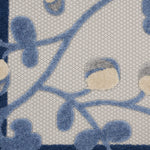 Nourison Aloha Indoor/Outdoor Blue/Grey 3' x 5' Area Rug, Easy Cleaning, Non Shedding, Bed Room, Living Room, Dining Room, Backyard, Deck, Patio (3x5)