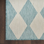 Nourison Positano Indoor/Outdoor Aqua 5' x 7' Area Rug, Easy Cleaning, Non Shedding, Bed Room, Living Room, Dining Room, Backyard, Deck, Patio (5x7)
