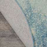 Nourison Passion Navy/Light Blue 5'3'' x Round Area-Rug, Modern, Abstract, Easy-Cleaning, Non Shedding, Bed Room, Living Room, Dining Room, Kitchen, (5' Round)
