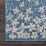 Nourison Tranquil Floral Turquoise 2'3" x 7'3" Area -Rug, Easy -Cleaning, Non Shedding, Bed Room, Living Room, Dining Room, Kitchen (2x7)