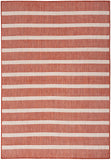 Nourison Positano 5' x 7' Terracotta Striped Indoor/Outdoor Area Rug, Easy Cleaning, Non Shedding, Bedroom, Living Room, Dining Room, Deck, Backyard, Patio