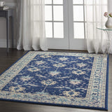 Nourison Tranquil Traditional Navy/Ivory 5'3" x 7'3" Area Rug, Easy Cleaning, Non Shedding, Bed Room, Living Room, Dining Room, Kitchen (5x7)