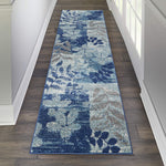 Nourison TRA01 Tranquil Modern Distressed Navy/Light Blue Area Rug Runner 2'3" X 7'3"