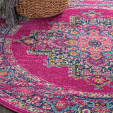 Nourison Passion Fuchsia 4' x Round Area Rug, Boho, Traditional, Easy Clean, Non Shedding, Bed Room, Living Room, Hallway, (4' Round)
