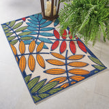 Nourison Aloha Indoor/Outdoor Multicolor 2'8" x 4' Area Rug, Tropical, Botanical, Easy Cleaning, Non Shedding, Bed Room, Kitchen, Living Room, Deck, Backyard, (3' x 4')
