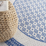 Nourison Whimsicle Geometric Ivory Blue 8' x Round Area Rug, Easy Cleaning, Non Shedding, Bed Room, Living Room, Dining Room, Kitchen (8 Round)