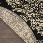 Nourison Grafix Black 4' x Round Area Rug Easy Clean, Non Shedding, Bed Room, Living Room, Dining Room, Kitchen (4' x Round)