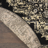 Nourison Grafix Black 4' x Round Area Rug Easy Clean, Non Shedding, Bed Room, Living Room, Dining Room, Kitchen (4' x Round)