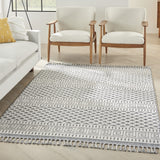 Nourison Elwood Ivory/Slate 4' x 6'2" Area Rug, Modern, Moroccan, Easy Clean, Non Shedding, Bed Room, Living Room, Dining Room, Kitchen, (4' x 6')