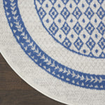 Nourison Whimsicle Geometric Ivory Blue 8' x Round Area Rug, Easy Cleaning, Non Shedding, Bed Room, Living Room, Dining Room, Kitchen (8 Round)