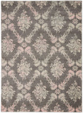 Nourison Tranquil Damask Grey/Pink 4' x 6' Area -Rug, Easy -Cleaning, Non Shedding, Bed Room, Living Room, Dining Room, Kitchen (4x6)