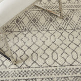 Nourison Passion Geometric Ivory/Grey 5'3" x 7'3" Area Rug, Easy Clean, Non Shedding, Bed Room, Living Room, Dining Room, Kitchen (5x7)