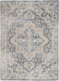 Nourison Astra Machine Washable Bohemian Grey/Blue 5'3" x 7' Area Rug, Easy Clean, Non Shedding, Bed Room, Living Room, Dining Room, Kitchen (5x7)