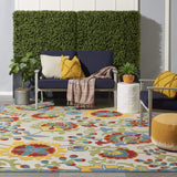 Nourison Aloha Indoor/Outdoor Ivory/Multi 7' x 10' Area -Rug, Easy -Cleaning, Non Shedding, Bed Room, Living Room, Dining Room, Backyard, Deck, Patio (7x10)