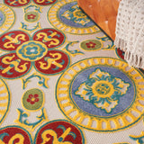 Nourison Aloha Indoor/Outdoor Red/Multi 7'10" x Round Area Rug, Easy Cleaning, Non Shedding, Bed Room, Living Room, Dining Room, Backyard, Deck, Patio, High-traffic Areas (8 Round)