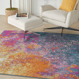 Nourison Passion Modern Sunburst 5'3" x 5'3" Square Area-Rug, Easy-Cleaning, Non Shedding, Bed Room, Living Room, Dining Room, Kitchen (5 Square)