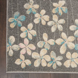 Nourison Tranquil Floral Grey/Beige 4' x 6' Area Rug, Easy Cleaning, Non Shedding, Bed Room, Living Room, Dining Room, Kitchen (4x6)