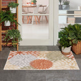 Nourison Washables 32x48 Outdoor Polypropylene Fabric Rug in Ivory/Multi-Color