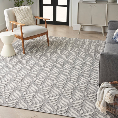 Nourison Aloha Indoor/Outdoor Grey 3'6" x 5'6" Area Rug, Easy Cleaning, Non Shedding, Bed Room, Living Room, Dining Room, Kitchen (4x6)