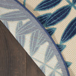 Nourison Aloha Indoor/Outdoor Navy 4' x Round Area Rug, Easy Cleaning, Non Shedding, Bed Room, Living Room, Dining Room, Backyard, Deck, Patio (4 Round)