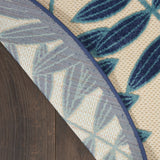 Nourison Aloha Indoor/Outdoor Navy 4' x Round Area Rug, Easy Cleaning, Non Shedding, Bed Room, Living Room, Dining Room, Backyard, Deck, Patio (4 Round)