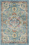 Nourison Passion Ivory/Light Blue 1'10" x 2'10" Area Rug, Boho, Moroccan, Bed Room, Living Room, Dining Room, Kitchen, Easy Cleaning, Non Shedding, (2' x 3')