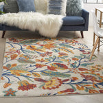 Nourison Allur Floral Ivory Multicolor 5'3" x 7'3" Area -Rug, Easy -Cleaning, Non Shedding, Bed Room, Living Room, Dining Room, Kitchen (5x7)" }