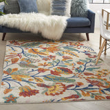 Nourison Allur Floral Ivory Multicolor 5'3" x 7'3" Area -Rug, Easy -Cleaning, Non Shedding, Bed Room, Living Room, Dining Room, Kitchen (5x7)" }