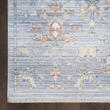 Nourison Timeless Classics Medallion Blue Ivory 2'2" x 8' Area -rug, Easy -cleaning, Non Shedding, Bed Room, Living Room, Dining Room, Kitchen (2x8)