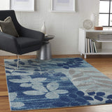 Nourison Tranquil Floral Navy/Light Blue 4' x 6' Area Rug, Easy Cleaning, Non Shedding, Bed Room, Living Room, Dining Room, Kitchen (4x6)