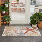 Nourison Aloha Indoor/Outdoor Ivory Multicolor 2'8" x 4' Area Rug, Easy Cleaning, Non Shedding, Bed Room, Living Room, Dining Room, Backyard, Deck, Patio (3x4)