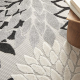 Nourison Aloha 48" Round Fabric Indoor/Outdoor Rug in Black/White Finish