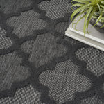 Nourison Easy Care Indoor/Outdoor Charcoal Black 4' x Round Area Rug, Easy Cleaning, Non Shedding, Bed Room, Living Room, Dining Room, Backyard, Deck, Patio (4 Round)