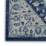 Nourison Tranquil Ivory/Navy 2' x 4' Area Rug - Easy Clean, Non Shedding, Bed Room, Living Room, Dining Room, Kitchen (2' x 4')