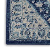 Nourison Tranquil Ivory/Navy 2' x 4' Area Rug - Easy Clean, Non Shedding, Bed Room, Living Room, Dining Room, Kitchen (2' x 4')