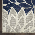 Nourison Aloha Indoor/Outdoor Floral Ivory/Navy 2'3" x 10' Area Rug, (10' Runner)