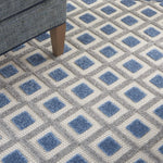 Nourison Aloha Indoor/Outdoor Blue/Grey 3'6" x 5'6" Area Rug, Easy Cleaning, Non Shedding, Bed Room, Living Room, Dining Room, Deck, Backyard, Patio (4x6)