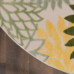 Nourison Aloha Indoor/Outdoor Green Multicolor 5'3" x Round Area Rug, Easy Cleaning, Non-Shedding, Bed Room, Living Room, Dining Room, Backyard, Patio, Deck (5 Round)