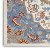 Nourison Elation Floral Ivory Blue 5'3" x 7'3" Area Rug, Easy-Cleaning, Non Shedding, Bed Room, Living Room, Dining Room, Kitchen (5x7)