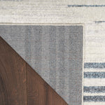 Nourison Astra Machine Washable Geometric Ivory Blue 4' x 6' Area -Rug, Easy -Cleaning, Non Shedding, Bed Room, Living Room, Dining Room, Kitchen (4x6)